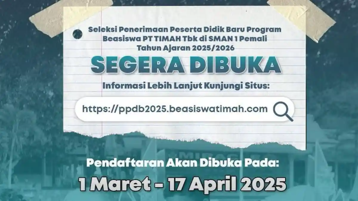 PT Timah Tawarkan Beasiswa Penuh 36 Siswa di SMAN 1 Pemali Tahun Ajaran 2026/2027